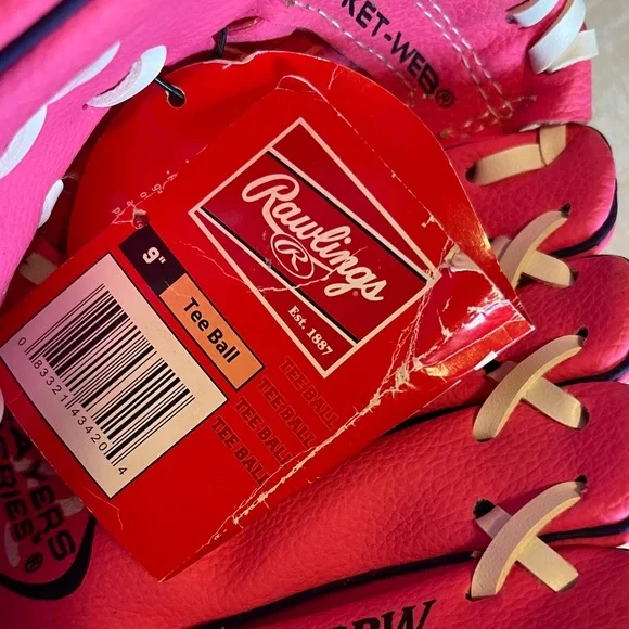 Rawlings Tee Ball Baseball Glove Pink 9 inch - Picture 3 of 4